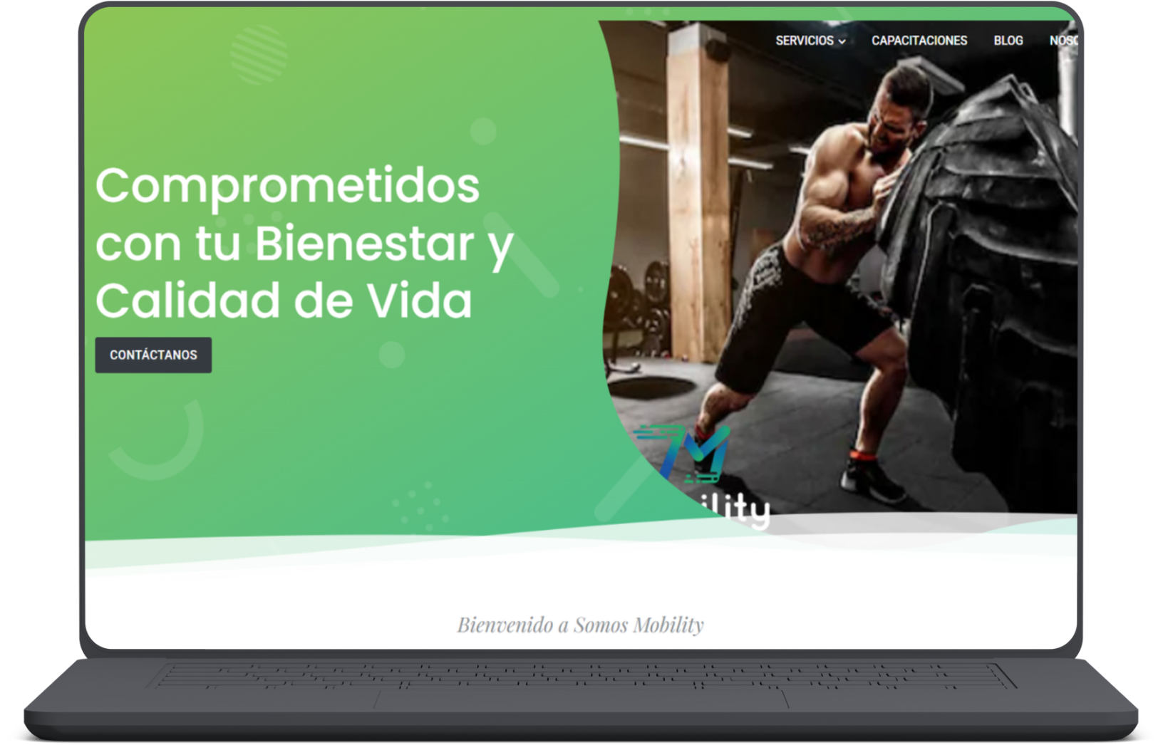Mockup de Somos Mobility en laptop