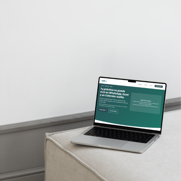 Mockup de WellHu en laptop